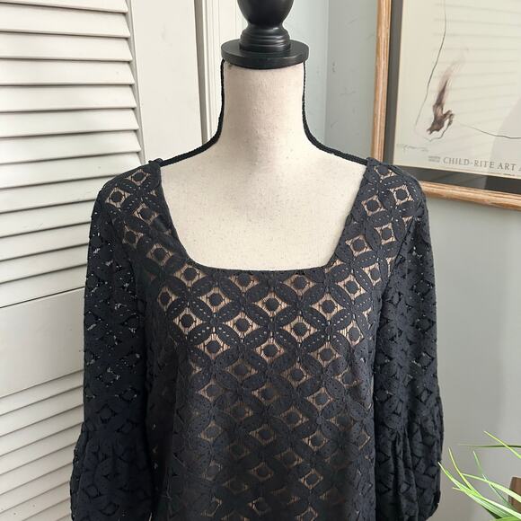 Anna Sui Anthropologie Dress Womens 6 Black Lace Mini Retro Dainty Whimsigoth - Picture 5 of 13